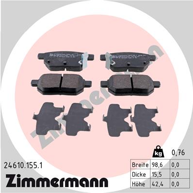 Zimmermann Brake pads for TOYOTA IQ (_J1_) rear