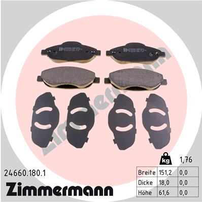 Zimmermann Brake pads for PEUGEOT 308 (4A_, 4C_) front