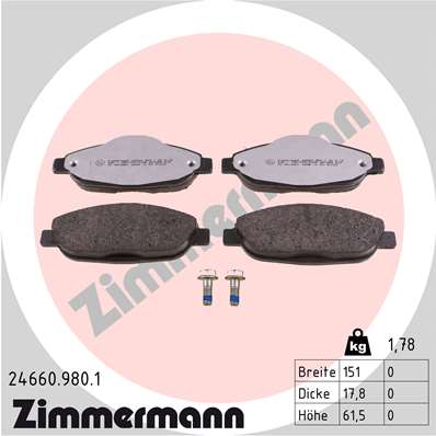 Zimmermann rd:z Brake pads for PEUGEOT 308 (4A_, 4C_) front