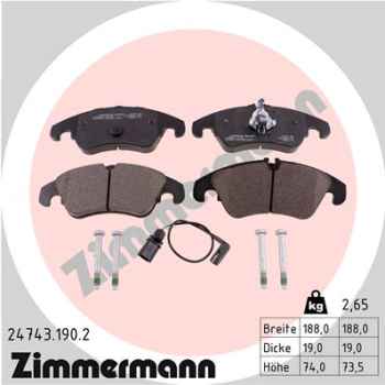 Zimmermann Brake pads for AUDI A6 (4G2, 4GC, C7) front