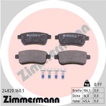 Zimmermann Brake pads for RENAULT GRAND SCÉNIC III (JZ0/1_) rear