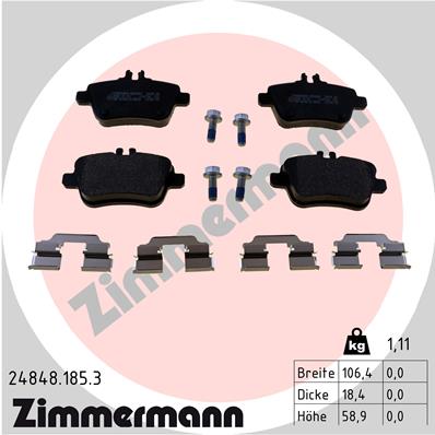 Zimmermann Bremsbeläge für MERCEDES-BENZ B-KLASSE Sports Tourer (W246, W242) hinten