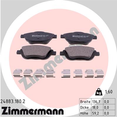Zimmermann Brake pads for CITROËN C3 AIRCROSS II (2R_, 2C_) front