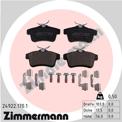 Zimmermann Brake pads for PEUGEOT 508 I (8D_) rear