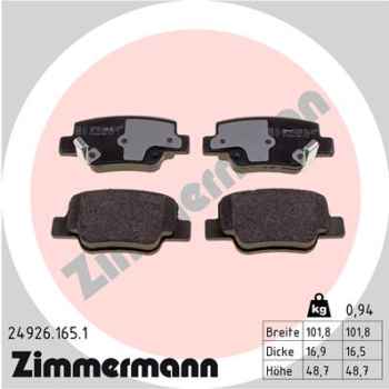 Zimmermann Brake pads for TOYOTA VERSO (_R2_) rear