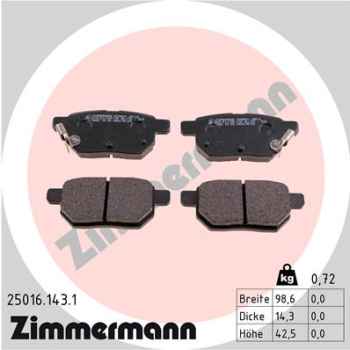 Zimmermann Brake pads for TOYOTA PRIUS (_W3_) rear