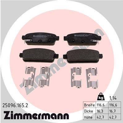 Zimmermann Brake pads for OPEL ZAFIRA TOURER C (P12) rear