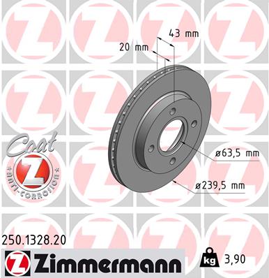 Zimmermann Brake Disc for FORD ORION III (GAL) front