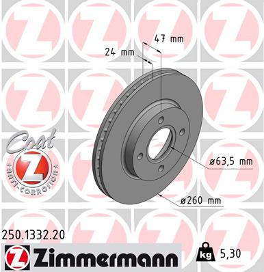 Zimmermann Brake Disc for FORD MONDEO II Stufenheck (BFP) front