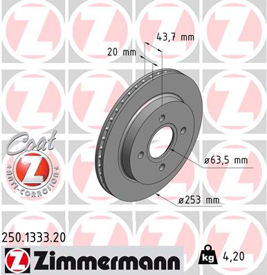 Zimmermann Brake Disc for FORD MONDEO II (BAP) rear