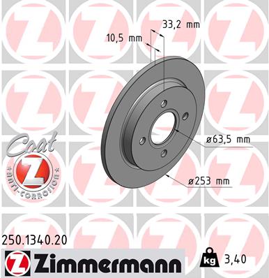 Zimmermann Brake Disc for FORD FOCUS Stufenheck (DFW) rear