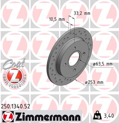 Zimmermann Sport Brake Disc for FORD SIERRA (GBG, GB4) rear