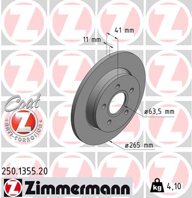 Zimmermann Brake Disc for FORD FOCUS II (DA_, HCP, DP) rear