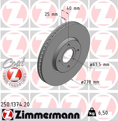 Zimmermann Brake Disc for FORD ECOSPORT front