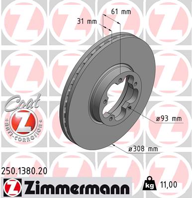 Zimmermann Brake Disc for FORD TRANSIT Kasten front