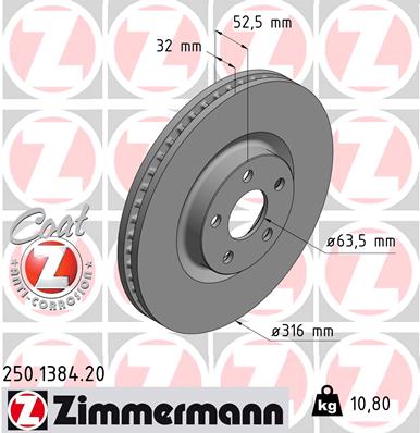 Zimmermann Brake Disc for FORD USA EDGE front
