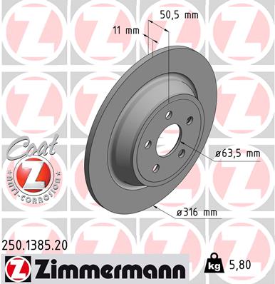 Zimmermann Brake Disc for FORD USA EDGE rear