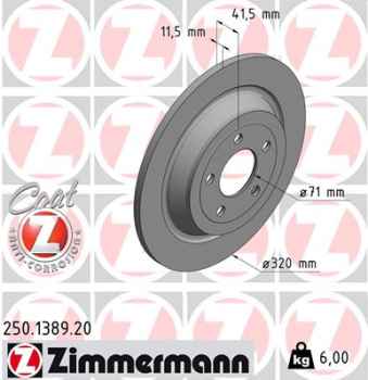 Zimmermann Brake Disc for FORD USA MUSTANG Coupe rear