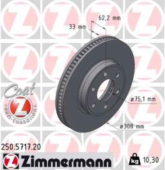 Zimmermann Bremsscheibe für VW TRANSPORTER T7 / CARAVELLE T7 Bus (TV_, TW_) vorne