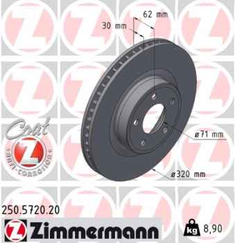 Zimmermann Brake Disc for FORD USA MUSTANG Convertible front