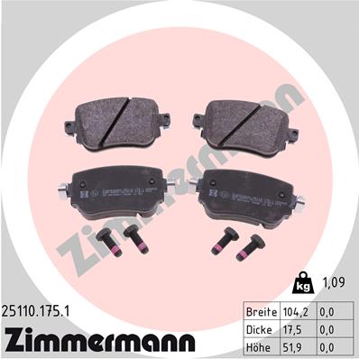 Zimmermann Brake pads for VW CADDY IV Kombi (SAB, SAJ) rear
