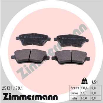Zimmermann Brake pads for FORD FIESTA VI Van front