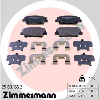 Zimmermann Brake pads for KIA STINGER (CK) rear