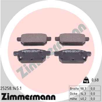 Zimmermann Brake pads for SUZUKI SX4 S-Cross (JY) rear
