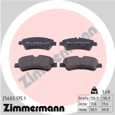 Zimmermann Brake pads for FORD TRANSIT CUSTOM Bus rear