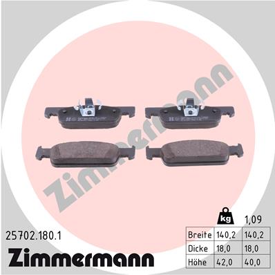 Zimmermann Brake pads for SMART FORFOUR Schrägheck (453) front