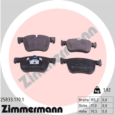 Zimmermann Brake pads for PEUGEOT 5008 II front