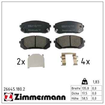 Zimmermann Bremsbeläge für HYUNDAI ELANTRA VII Stufenheck (CN7) vorne
