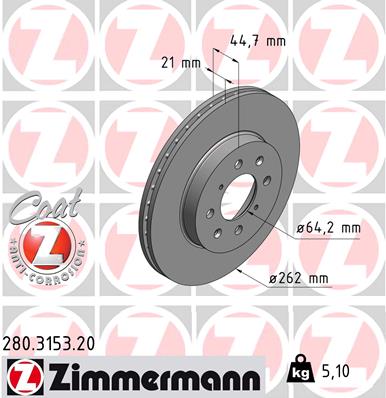 Zimmermann Brake Disc for ROVER 200 Schrägheck (RF) front