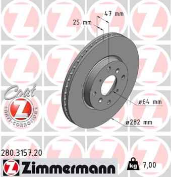Zimmermann Brake Disc for HONDA ACCORD VI Coupe (CG) front