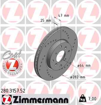Zimmermann Sport Brake Disc for HONDA ACCORD VI Coupe (CG) front