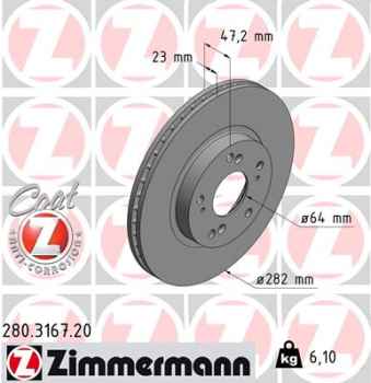 Zimmermann Brake Disc for HONDA STREAM (RN) front