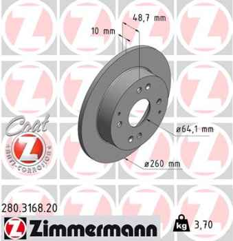 Zimmermann Brake Disc for HONDA ACCORD V Coupe (CD) rear