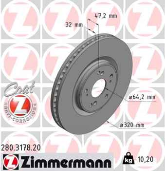 Zimmermann Brake Disc for HONDA ACCORD VIII (CU) front