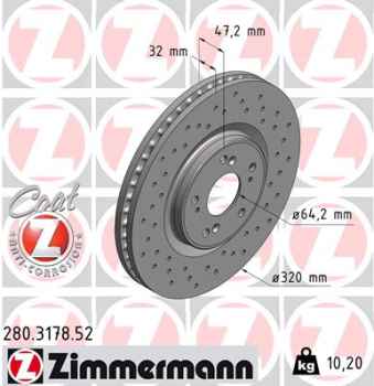 Zimmermann Sport Brake Disc for HONDA ACCORD VIII (CU) front