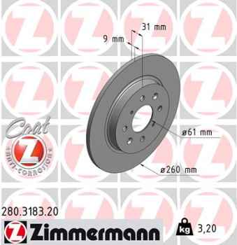 Zimmermann Brake Disc for HONDA INSIGHT (ZE_) rear