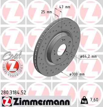 Zimmermann Sportbremsscheibe Sport Z für HONDA CIVIC VIII Hatchback (FN, FK) vorne