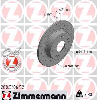 Zimmermann Sportbremsscheibe Sport Z für HONDA CIVIC VIII Hatchback (FN, FK) hinten