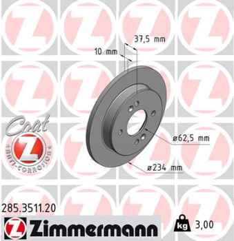 Zimmermann Brake Disc for KIA PICANTO (TA) rear