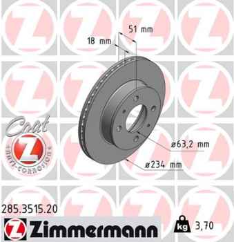 Zimmermann Brake Disc for HYUNDAI ATOS (MX) front