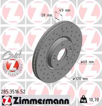 Zimmermann Sport Brake Disc for KIA SORENTO III (UM) front