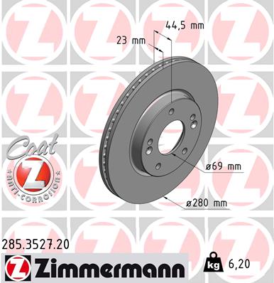 Zimmermann Brake Disc for HYUNDAI i30 Kombi (GD) front