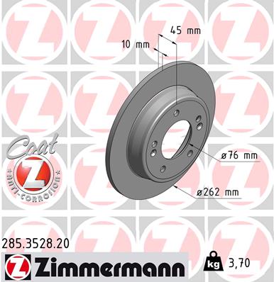 Zimmermann Brake Disc for KIA PRO CEE´D (JD) rear