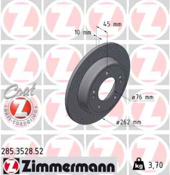 Zimmermann Sportbremsscheibe Sport Z für HYUNDAI ELANTRA V Stufenheck (MD, UD) hinten