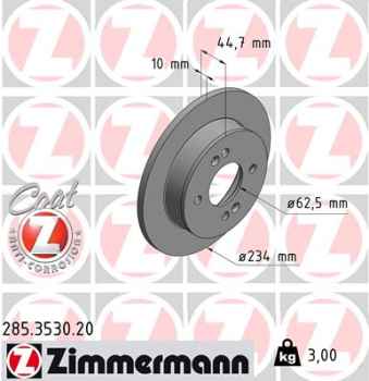 Zimmermann Brake Disc for HYUNDAI i10 Stufenheck rear
