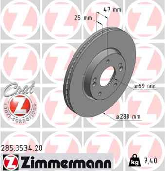 Zimmermann Brake Disc for HYUNDAI i30 (PDE, PD, PDEN) front